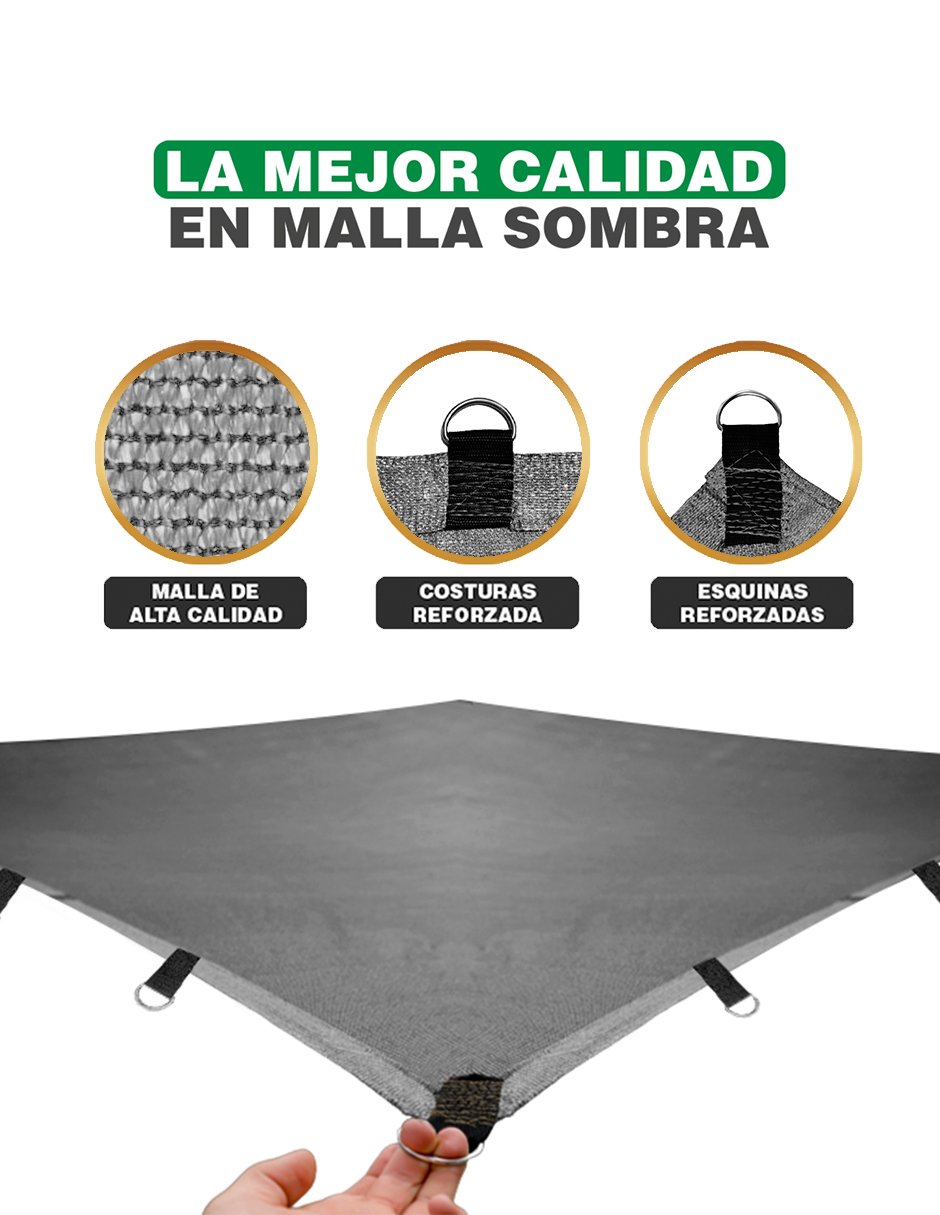 Hanlob Malla Sombra 4x2 m Gris para Exteriores con Argollas, 90% de Sombra, Bloqueo de Rayos UV, Sombra Raschel para Jardín o Terraza, Resistente a Lluvias, Fácil y Lista para Instalar.
