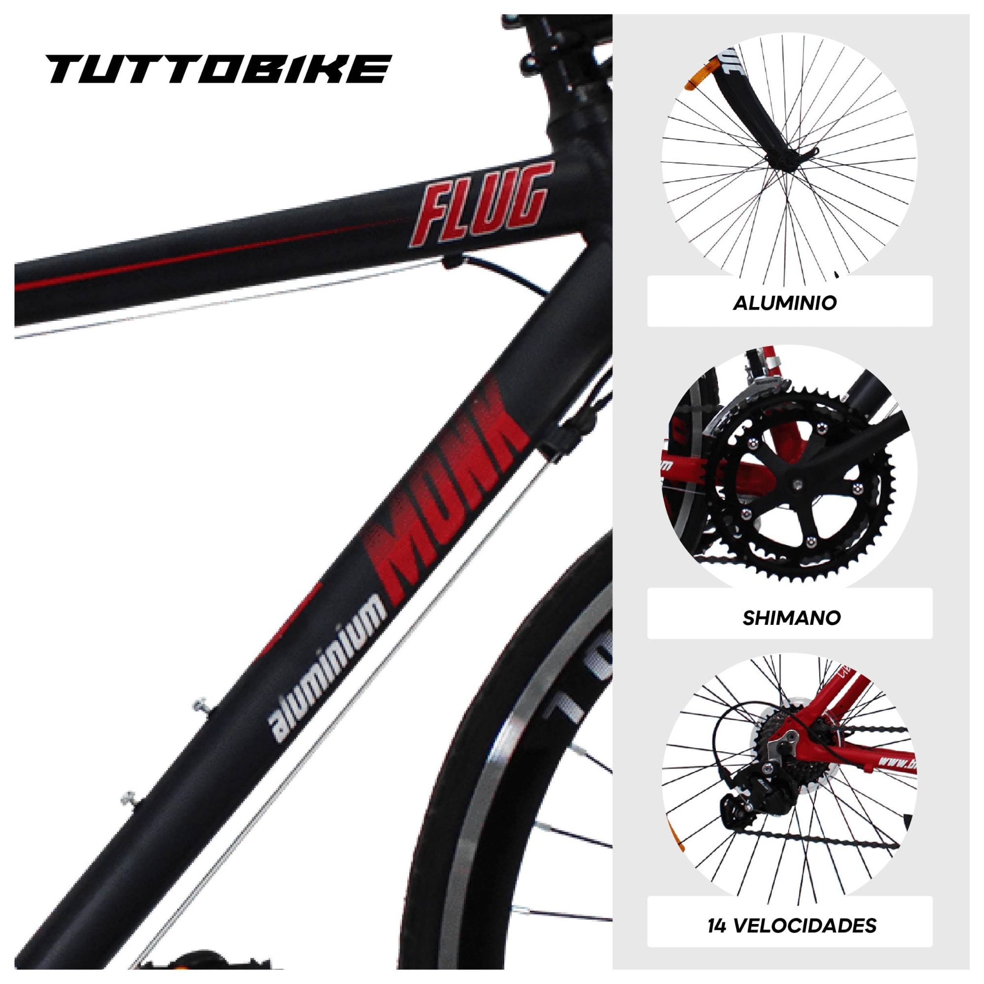 Bicicleta Ruta Rodada 700 14 Velocidades Monk Flug Rojo