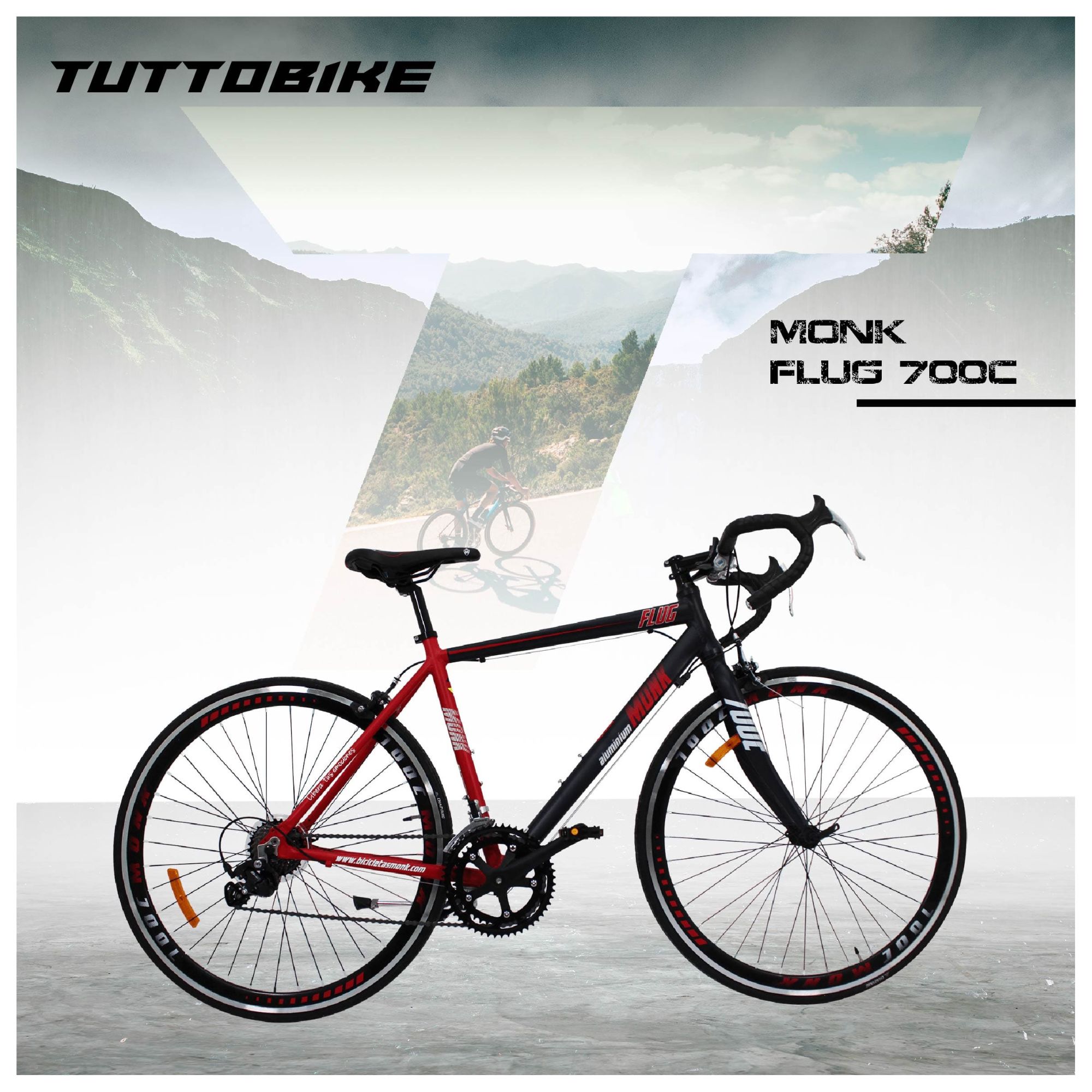 Bicicleta Ruta Rodada 700 14 Velocidades Monk Flug Rojo