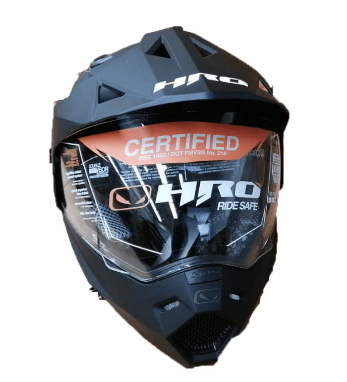 Casco Doble Propósito Hro Mx330 Negro Mate Thunder