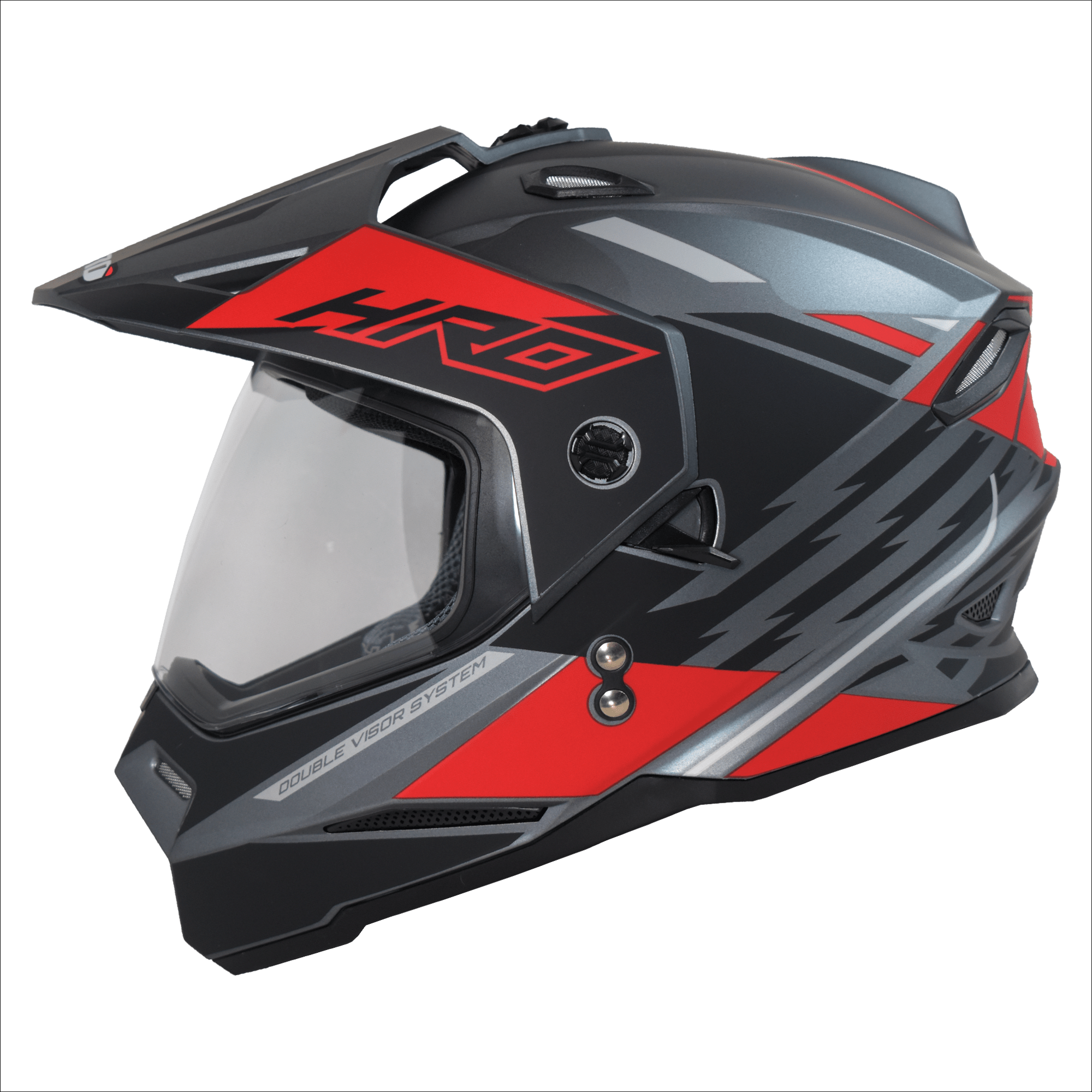 Casco Doble Propósito Hro Mx330 Negro/rojo Mate Thunder