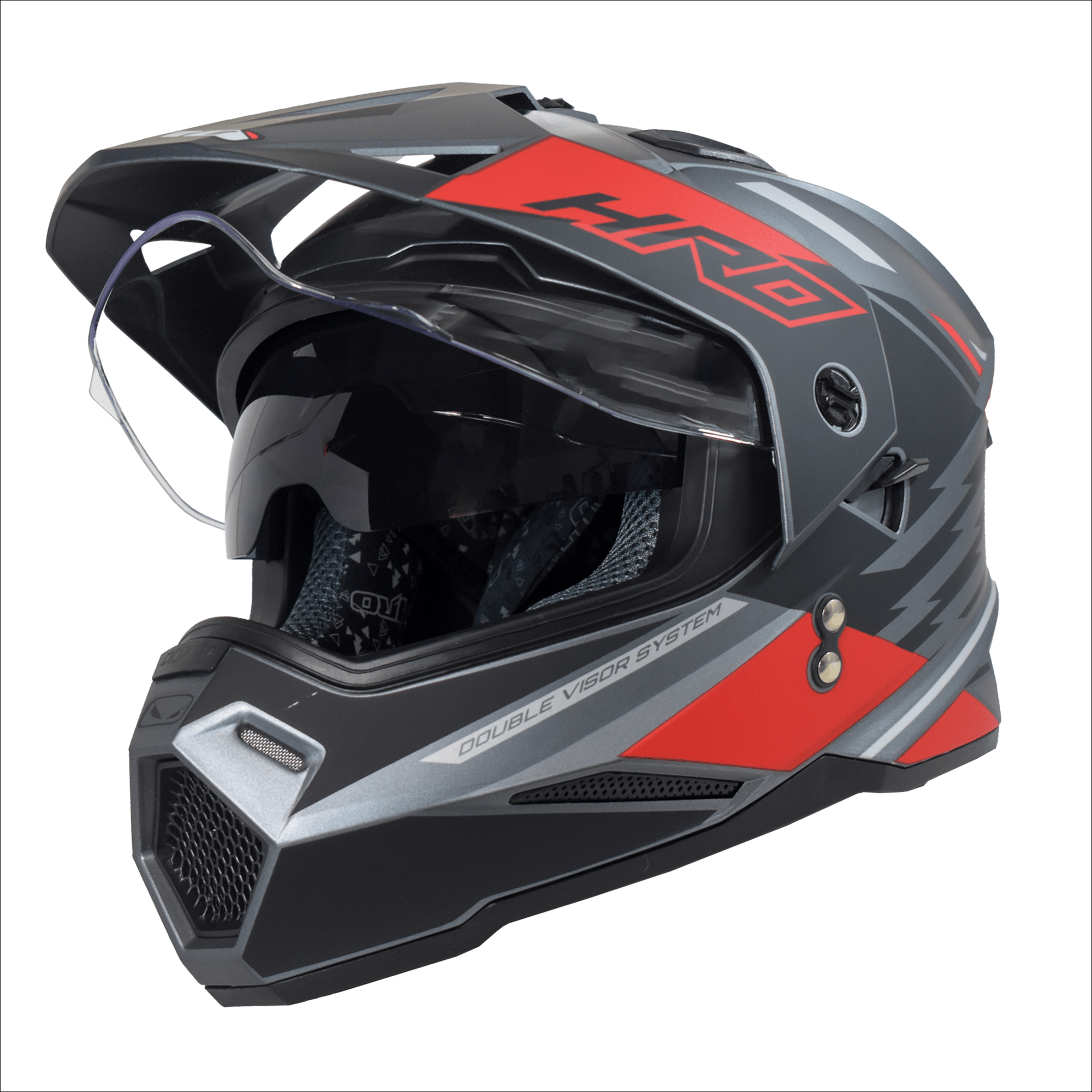 Casco Doble Propósito Hro Mx330 Negro/rojo Mate Thunder