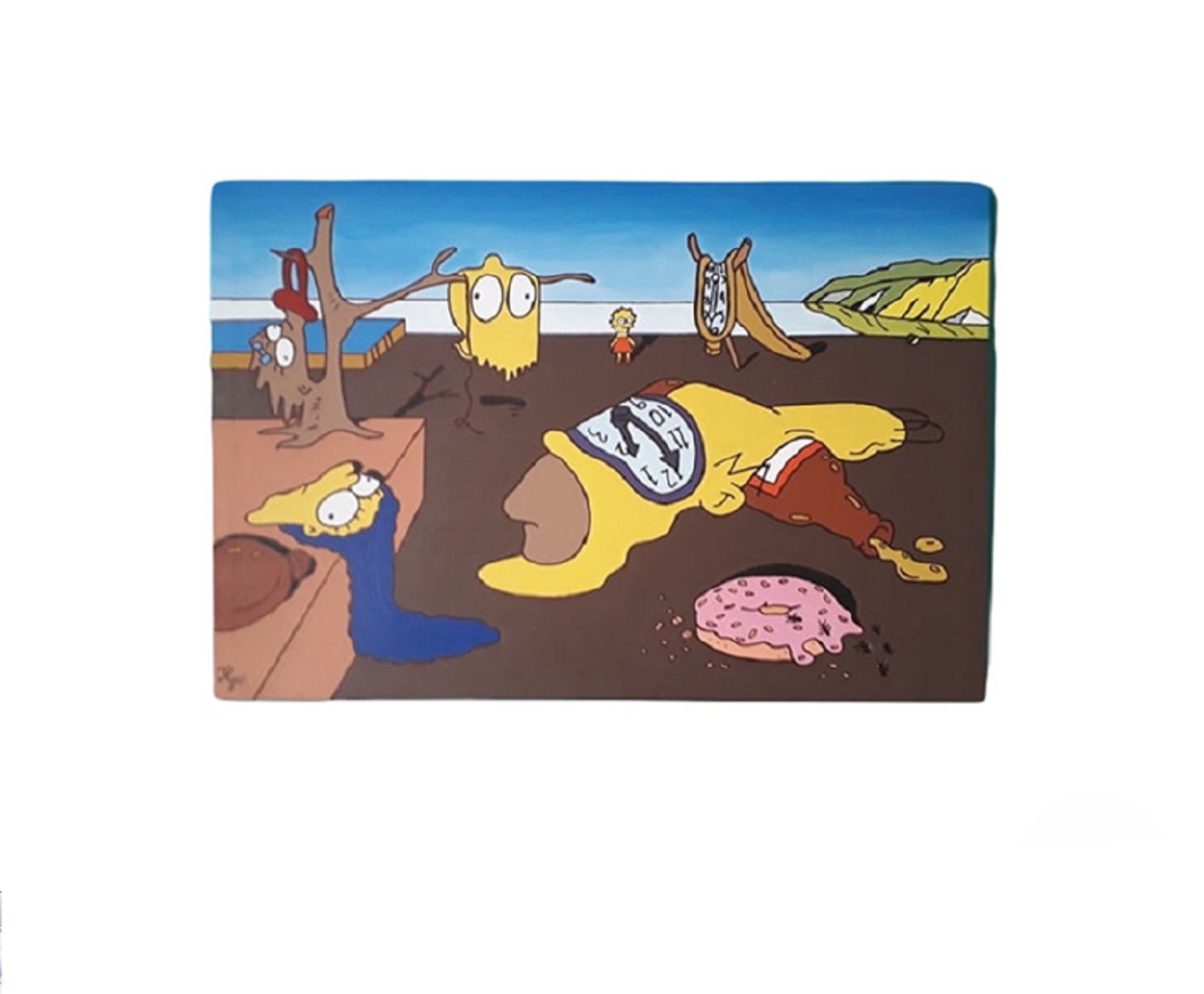 Cuadro decorativo pintado a mano Galería Oneris La persistencia de la memoria Simpson 100x80