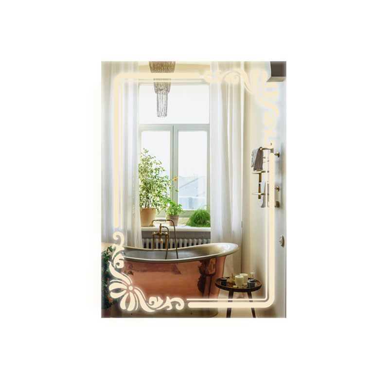 Espejo con decoración en el margen de iluminación led touch, moderno, elegante ideal para baño Casa Renueva, Nairobi Touch