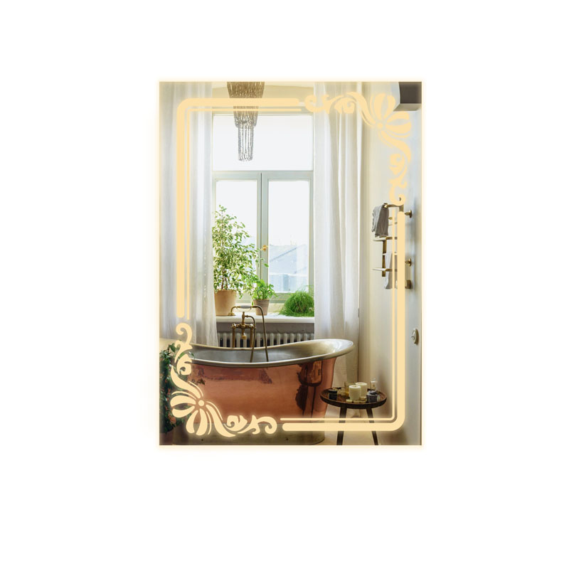 Espejo con decoración en el margen de iluminación led touch, moderno, elegante ideal para baño Casa Renueva, Nairobi Touch