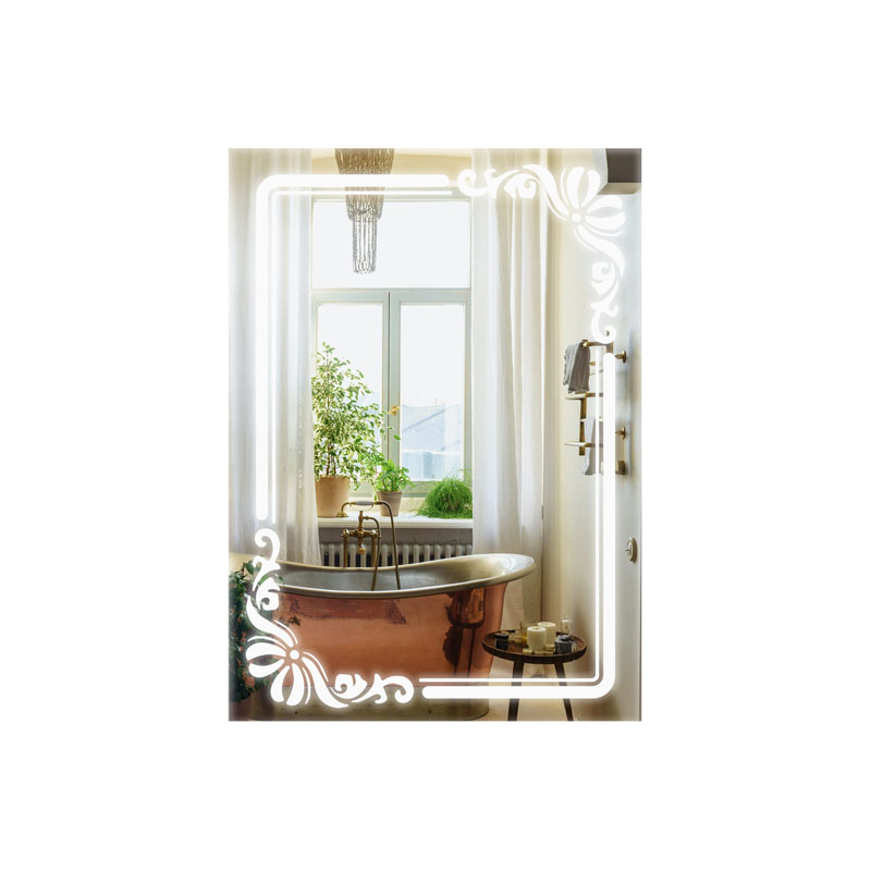 Espejo con decoración en el margen de iluminación led touch, moderno, elegante ideal para baño Casa Renueva, Nairobi Touch