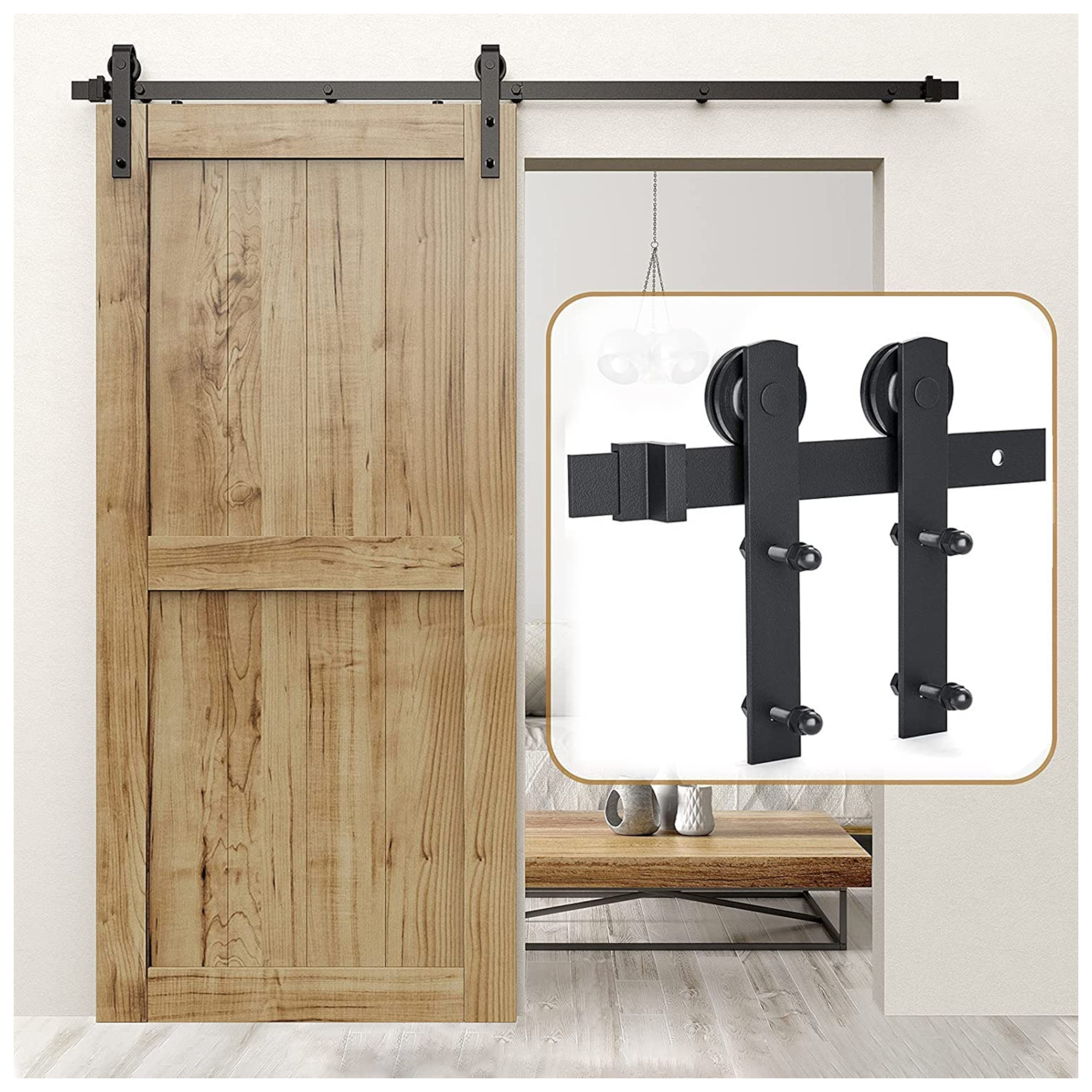 Riel de 2 Mts para Puerta Corrediza, Incluye Herrajes para Montar en Pared, Peso Soportado 150 Kg