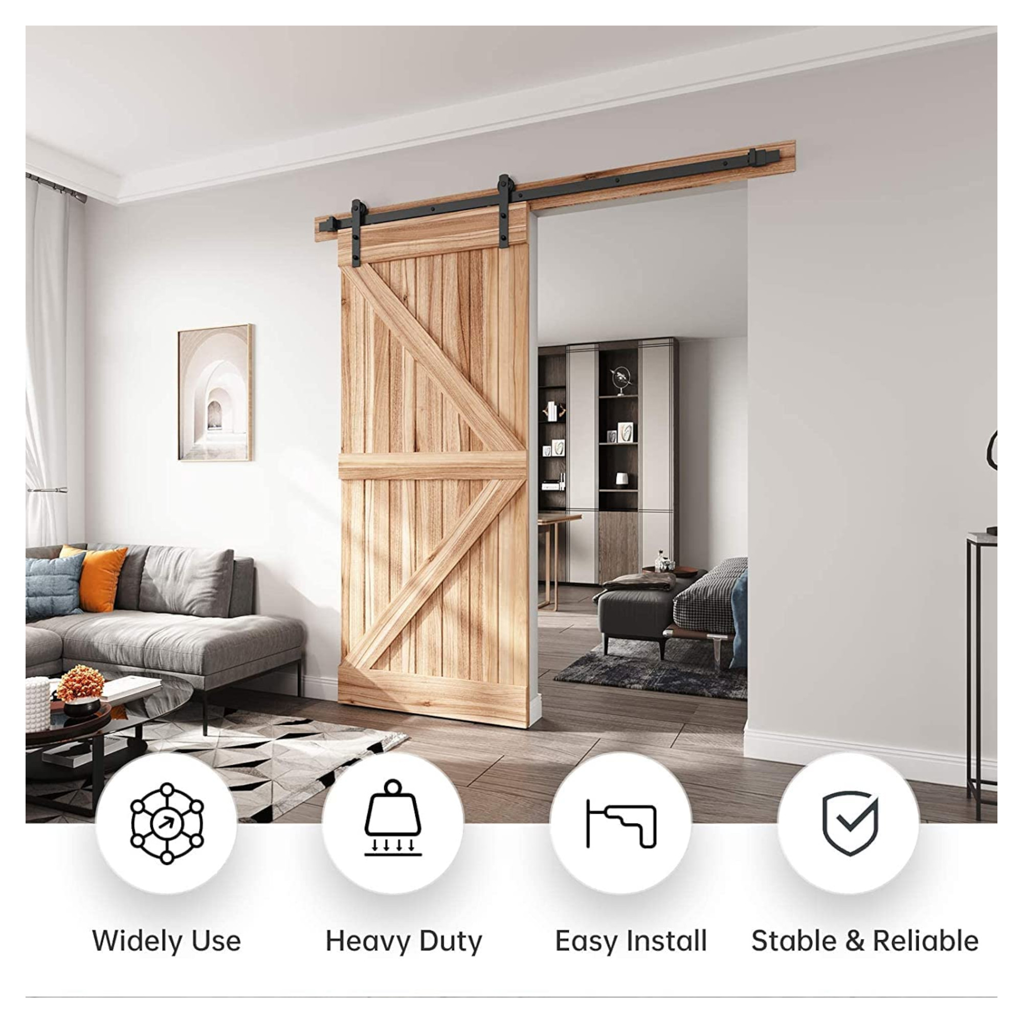 Riel de 2 Mts para Puerta Corrediza, Incluye Herrajes para Montar en Pared, Peso Soportado 150 Kg