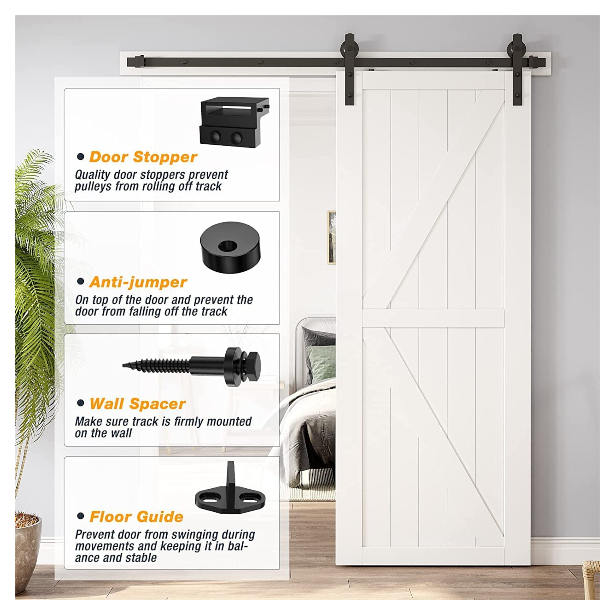 Riel de 2 Mts para Puerta Corrediza, Incluye Herrajes para Montar en Pared, Peso Soportado 150 Kg