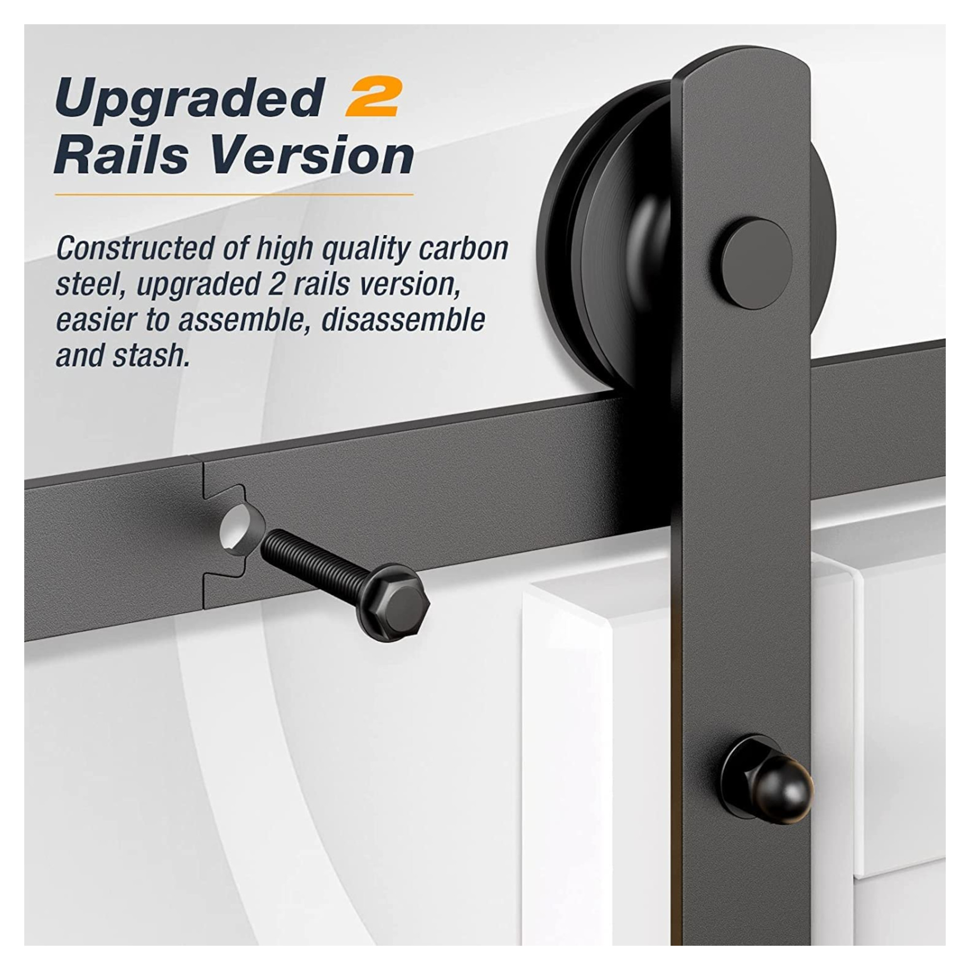 Riel de 2 Mts para Puerta Corrediza, Incluye Herrajes para Montar en Pared, Peso Soportado 150 Kg