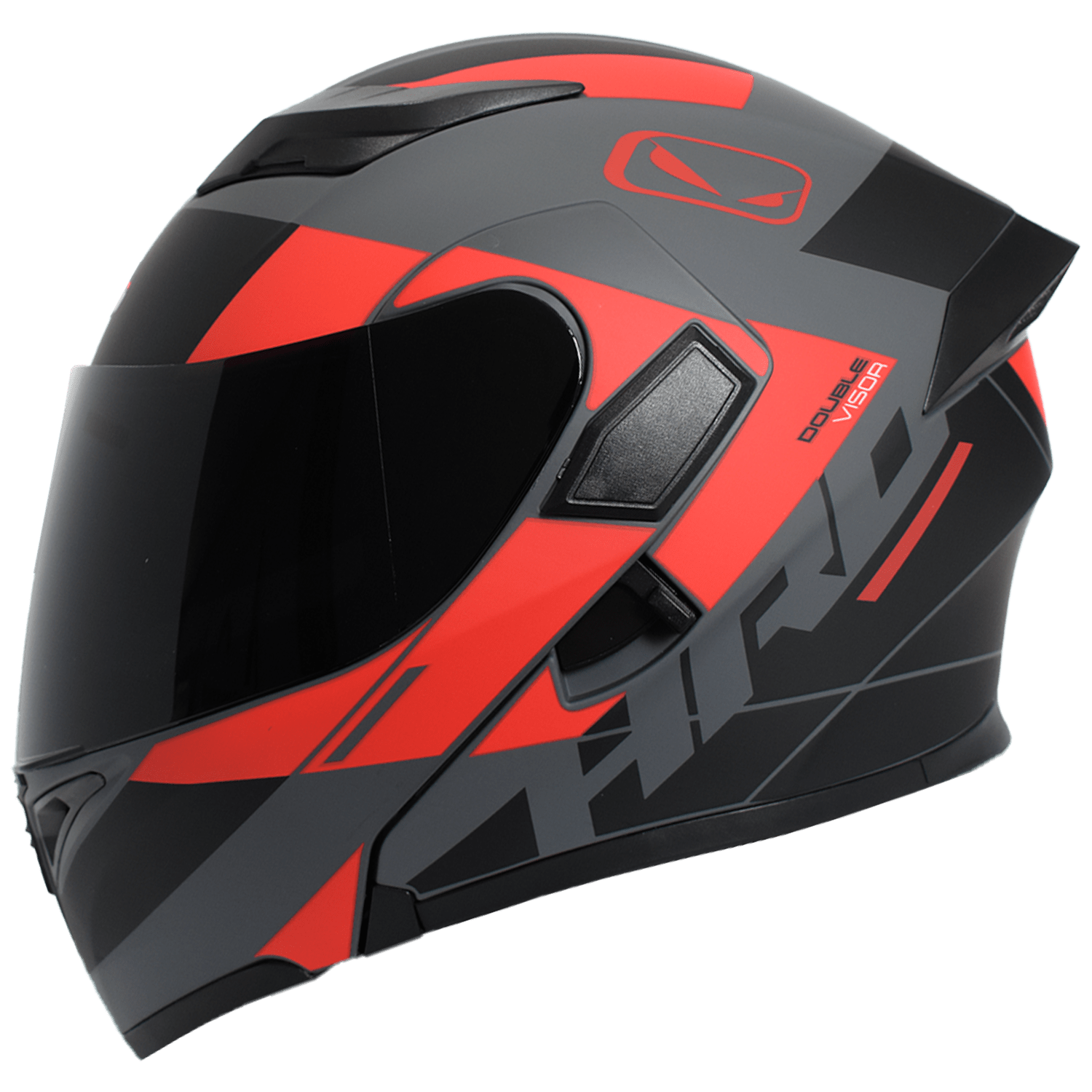 Casco Abatible Moto Hro 3400dv Epic Gris/ Rojo Con Luz