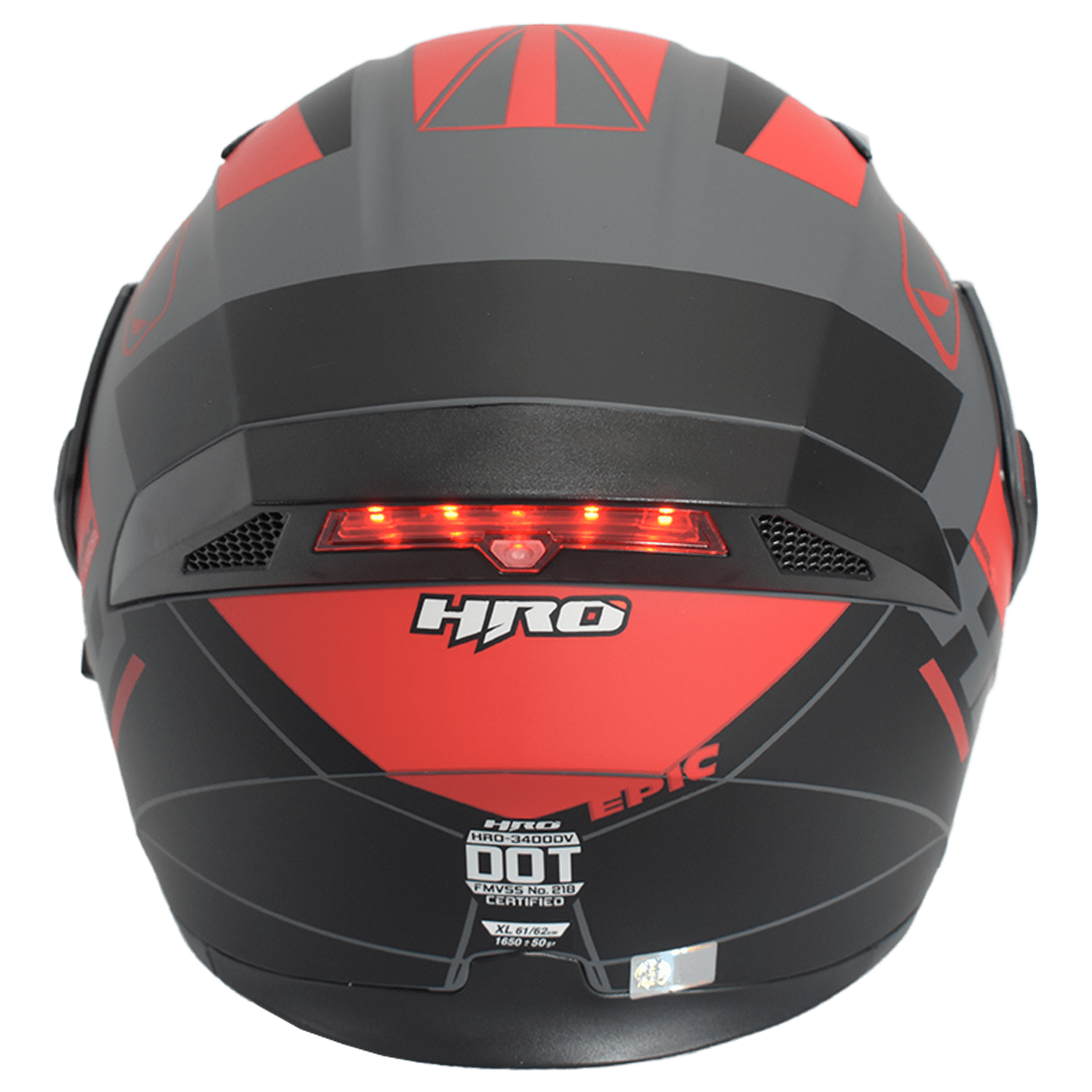 Casco Abatible Moto Hro 3400dv Epic Gris/ Rojo Con Luz
