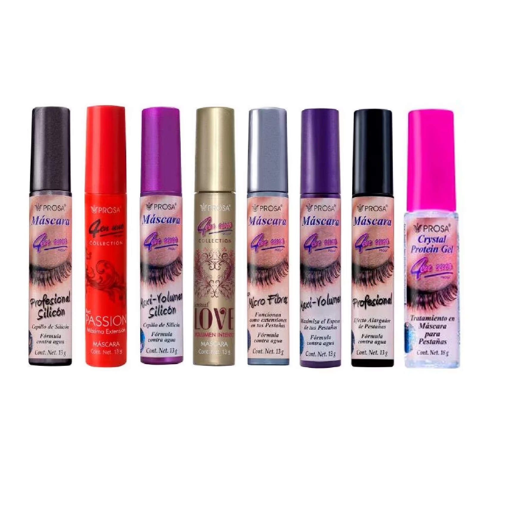 Set de 8 Rimel Mascara de pestañas Prosa 4 EN 1 (uno de cada uno)