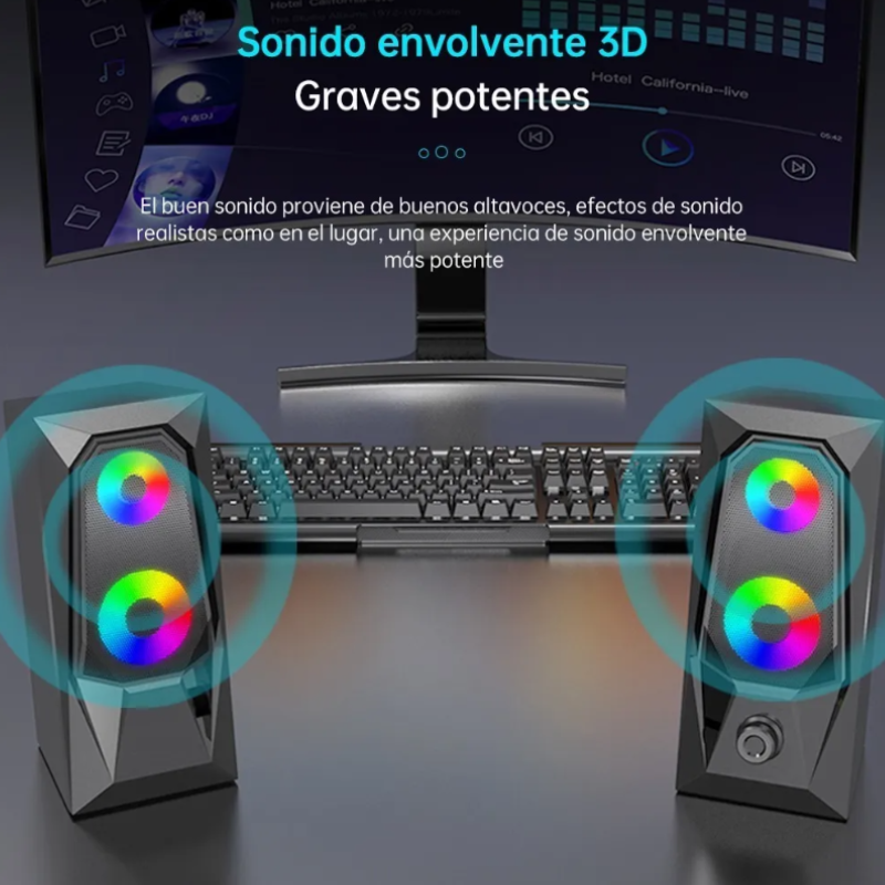 Bocina Para Usb K7 Altavoces De Pc Con Luz Led Cambio De Rgb
