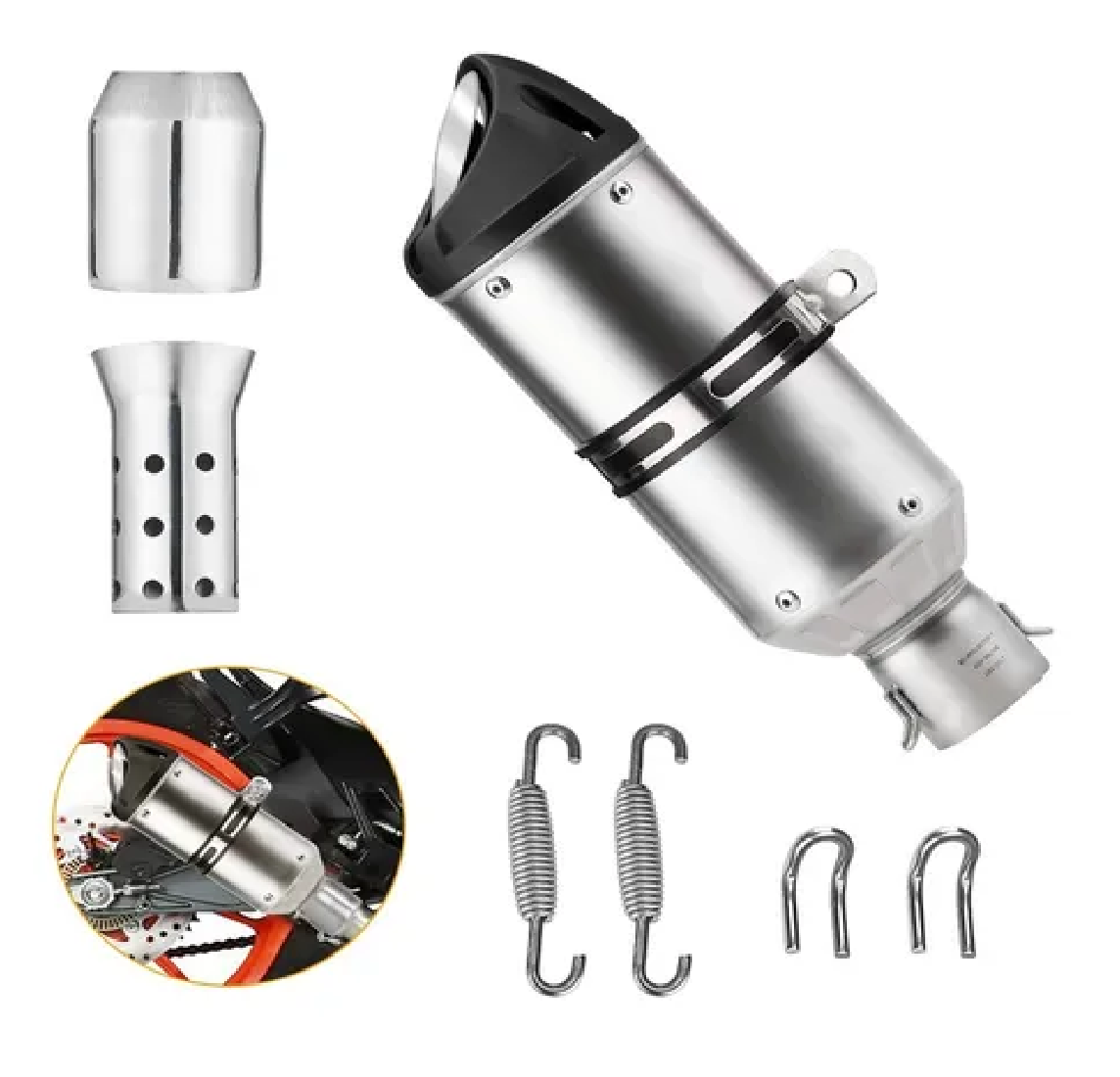 Escape Silenciador Para Moto Universal Plata 35-51mm