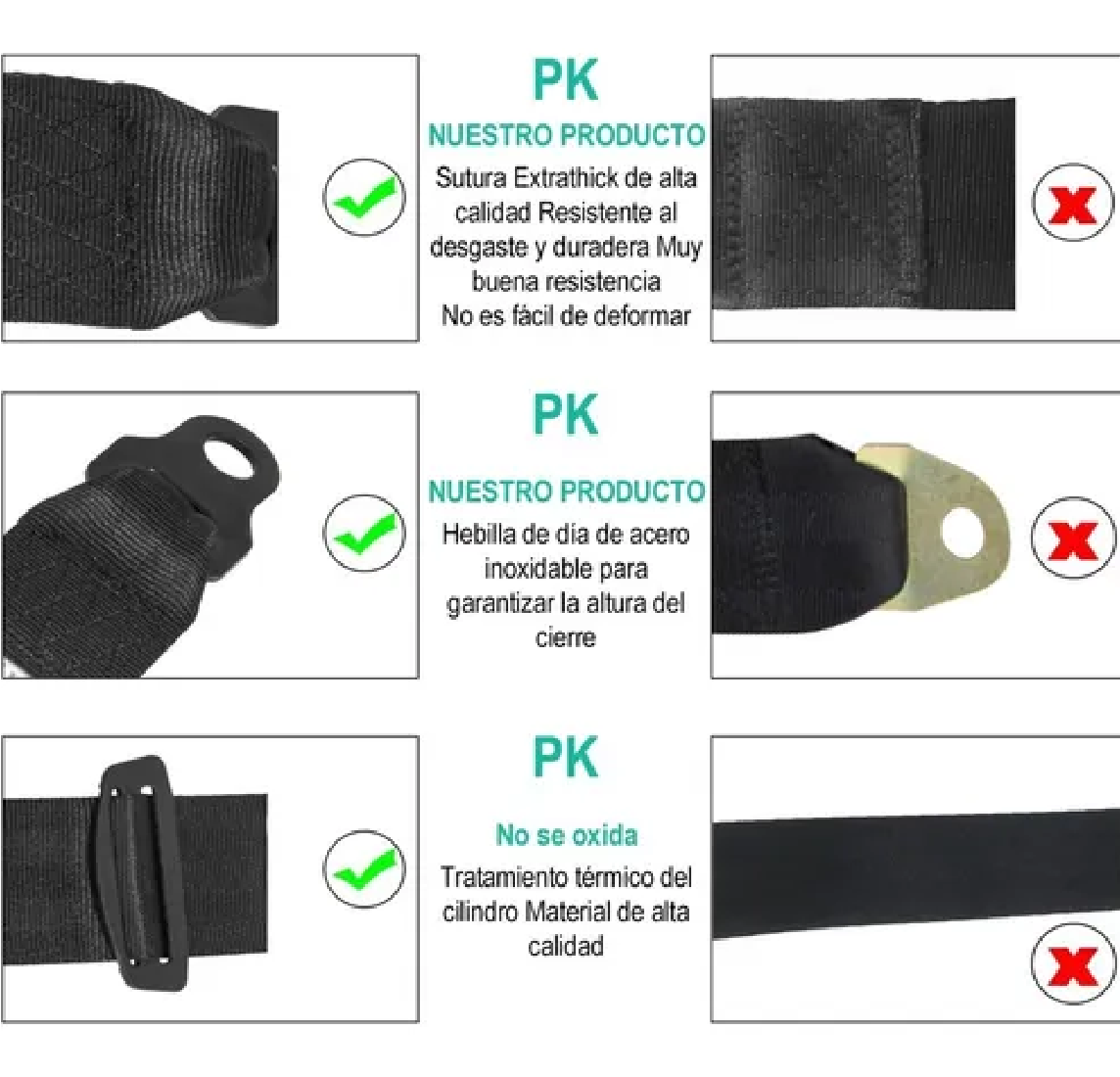 Set Cinturón De Seguridad De 3 Puntos Universal Retráctil