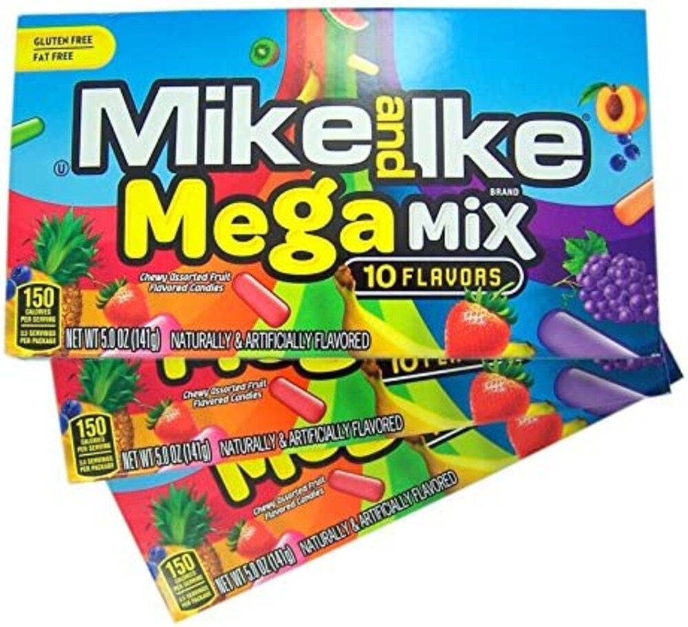 Mike & Ike Mega Mix Chewy Fruit sabor dulces, 5 oz, paquete de 3