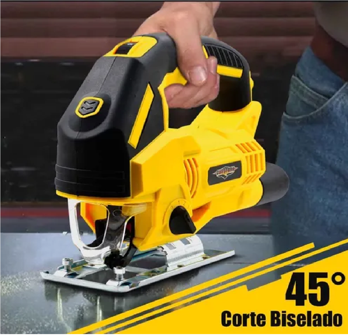 Sierra Caladora 710 W 6 Vel 3000 Rpm Luz Led + Kit Seguetas Amarilla