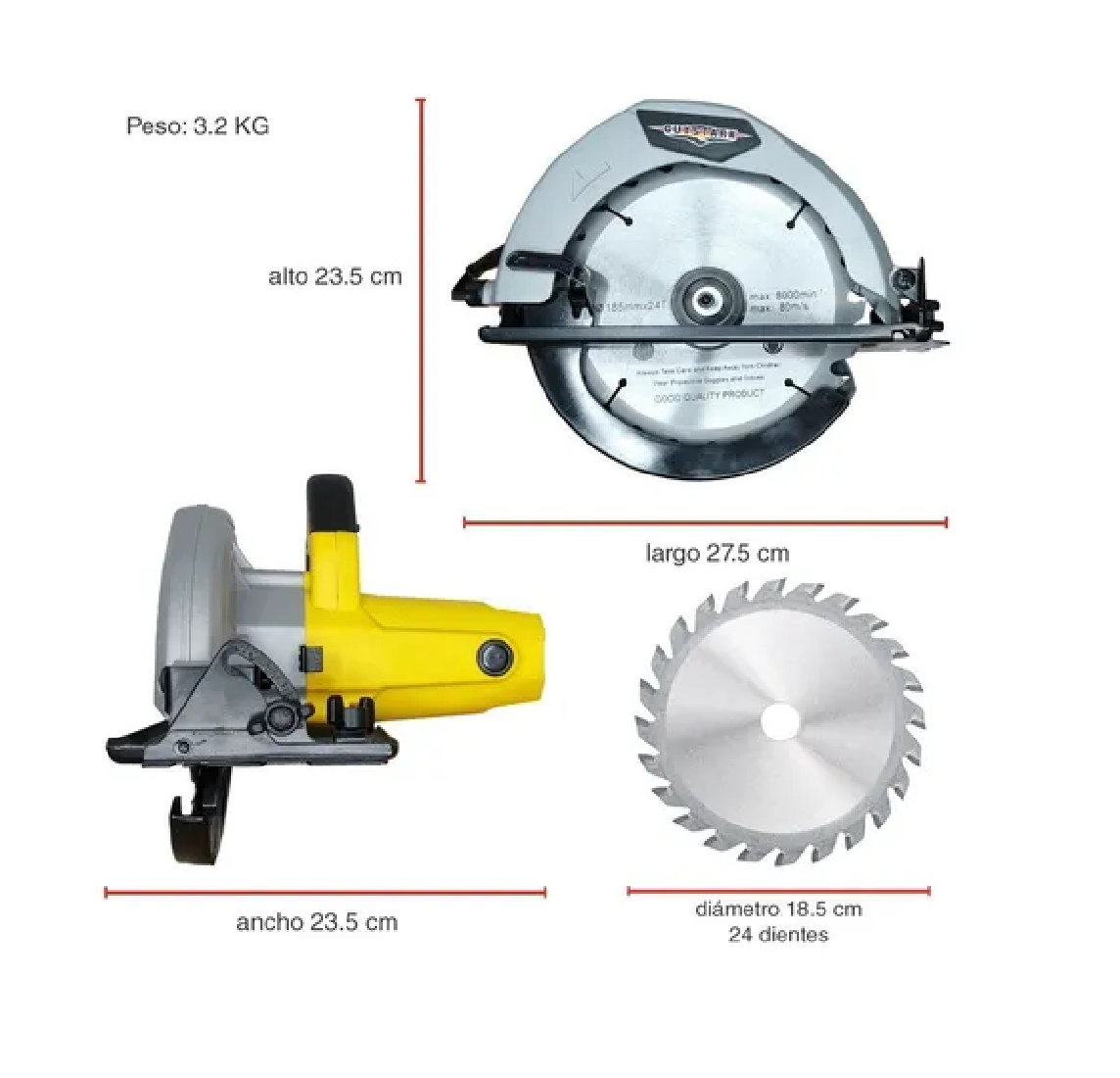 Sierra Circular 7- 1/4  Disco Cortadora Madera