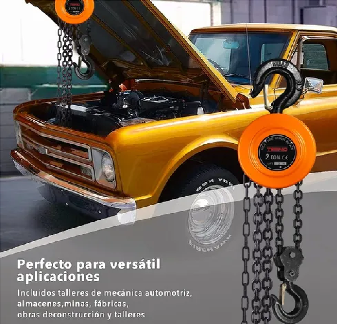 Polipasto Con Cadena De 3m, Capacidad De 2 Toneladas