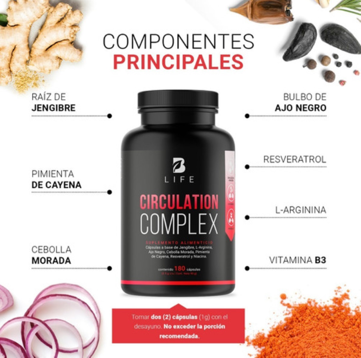Complejo Para La Circulación De 180 Cápsulas B Life