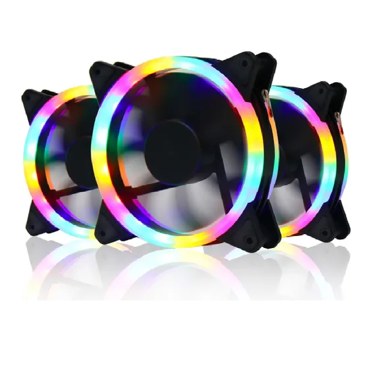Kit De 3 Ventiladores Pc,120mm 1200rpm Disipador Rgb Multicolor