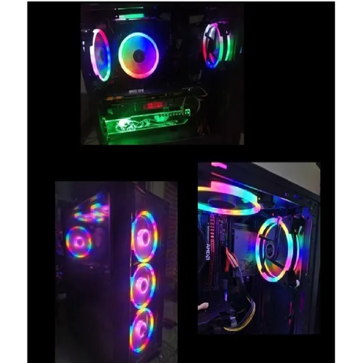 Kit De 3 Ventiladores Pc,120mm 1200rpm Disipador Rgb Multicolor