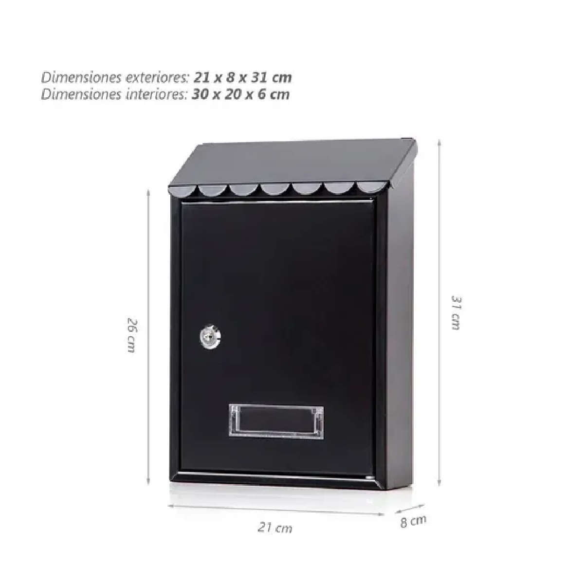 Buzón Metálico Con Llave Cartas Correo Exterior Casa Negro