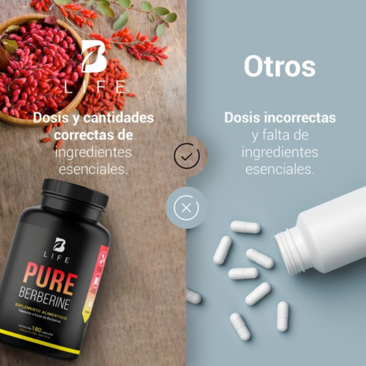 Berberina De 180 Cápsulas De 500mg B Life