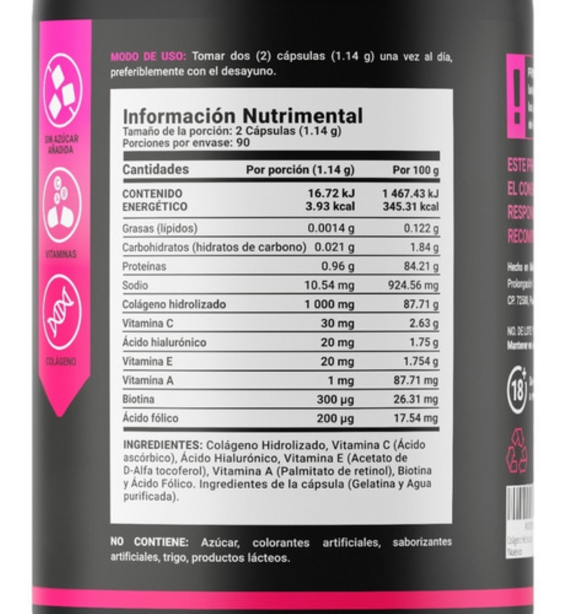 Colágeno Hidrolizado De 180 Cápsulas B Life