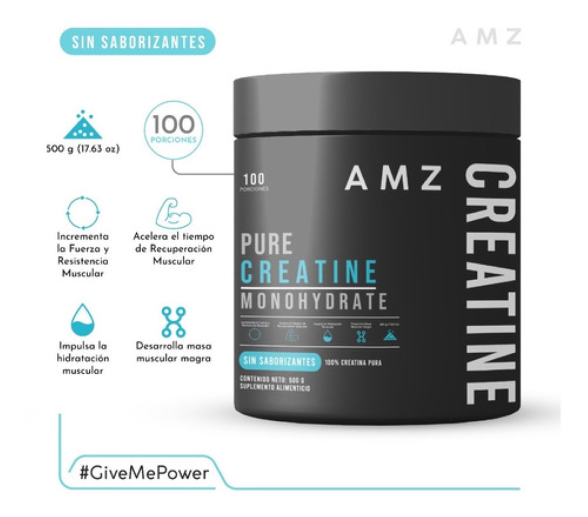 Amz Creapure Creatina Monohidratada Pura 500 Gr 