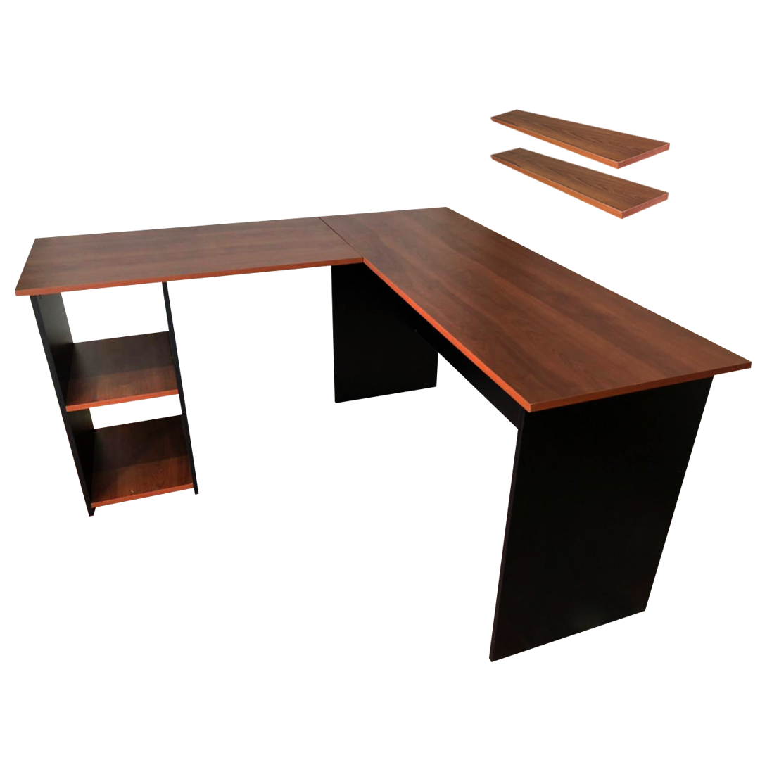 Escritorio En L Minimalista Para Home Office Con Repisas