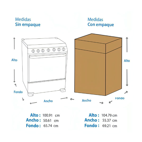 ESTUFA IEM 20" DE GAS COLOR NEGRA