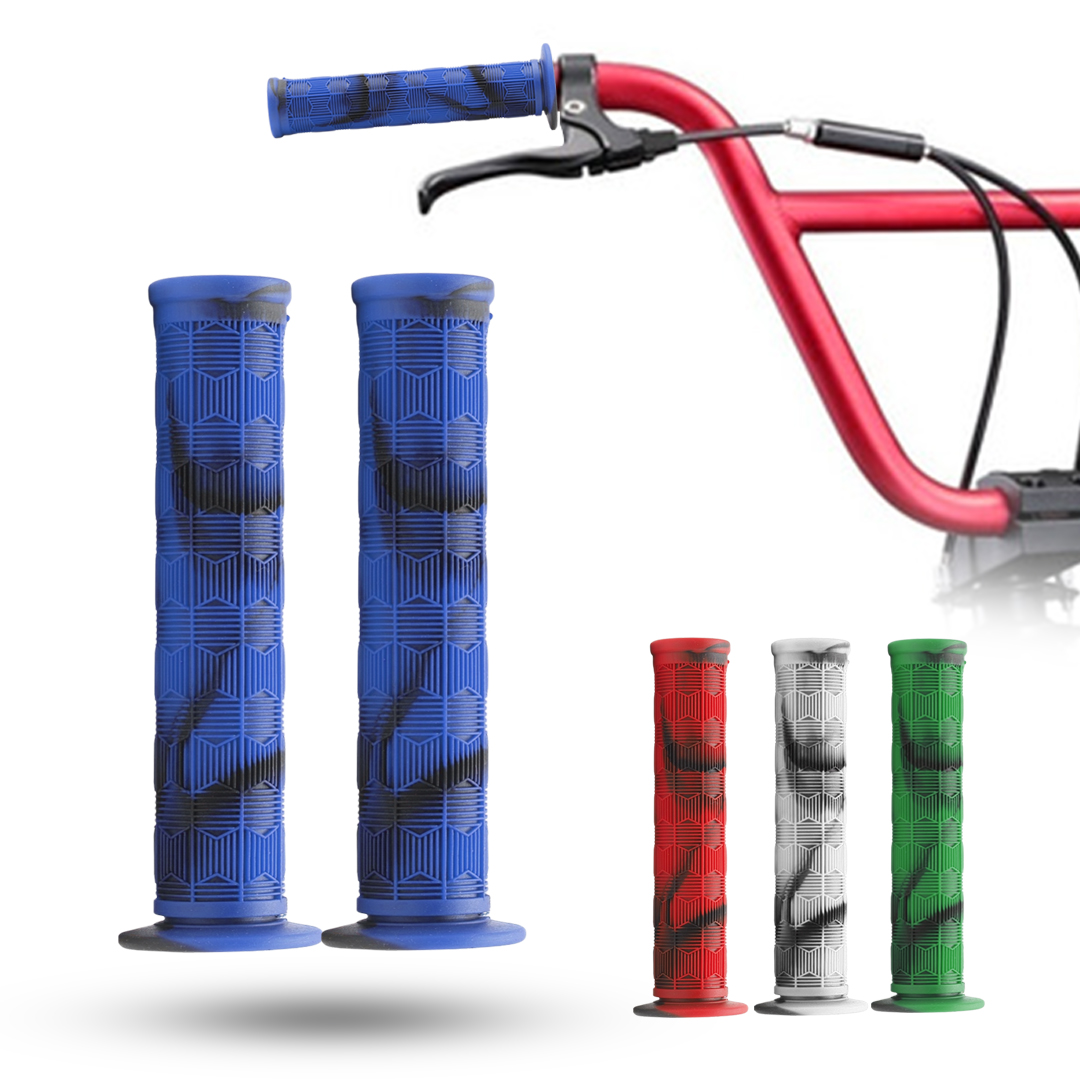 Puños Bicicleta Bmx De Goma Camuflaje Antiderrapantes 140 Mm Azul