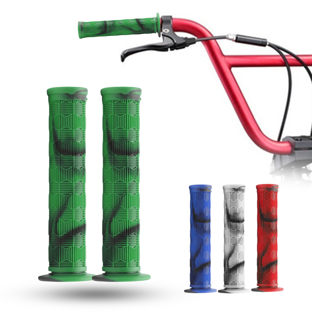 Puños Bicicleta Bmx De Goma Camuflaje Antiderrapantes 140 Mm Verde