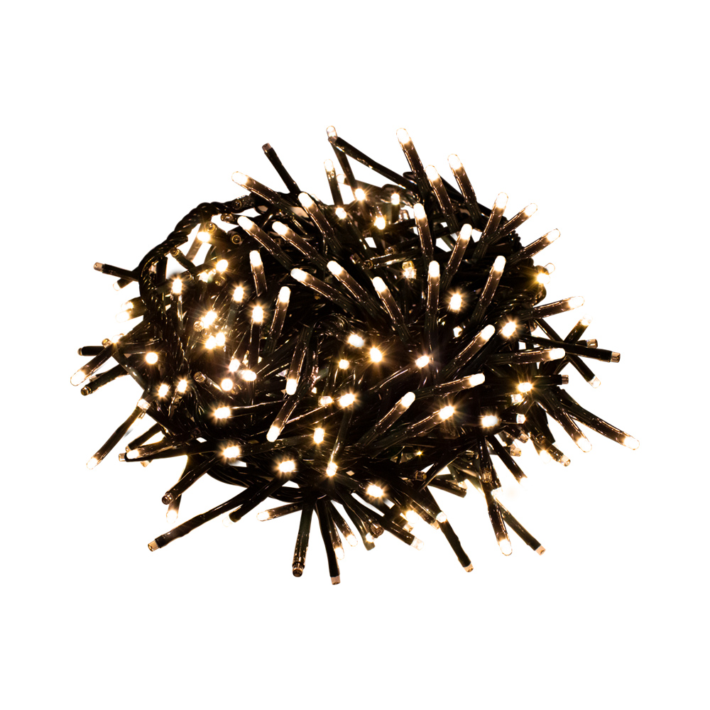 Serie Decorativa Destellos Luz Led Cálida Ámbar 300 Focos Tipo V3 Cable 9 m