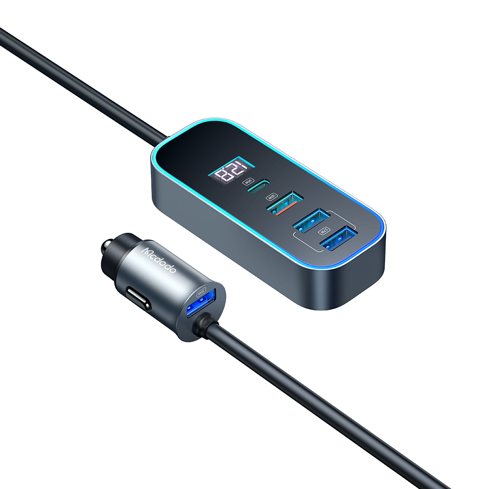 Multicontacto para Auto con 4 Puertos USB y 1 USB-C 107W.