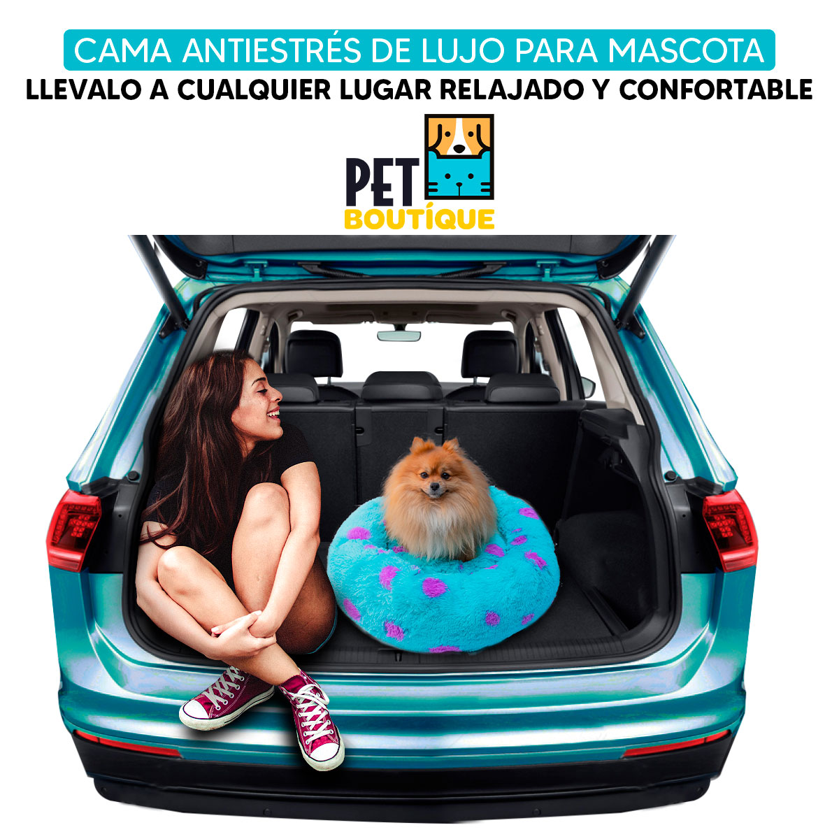 Cama mascotas para perro o gato antideslizante Pet Boutique Azul Mediana Tv Ofertas única con cierre, para un fácil retiro de funda y lavado, adaptable a todo tipo de clima