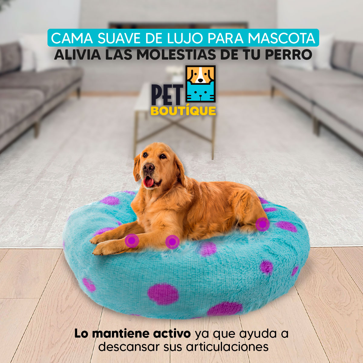 Cama mascotas para perro o gato antideslizante Pet Boutique Azul Mediana Tv Ofertas única con cierre, para un fácil retiro de funda y lavado, adaptable a todo tipo de clima