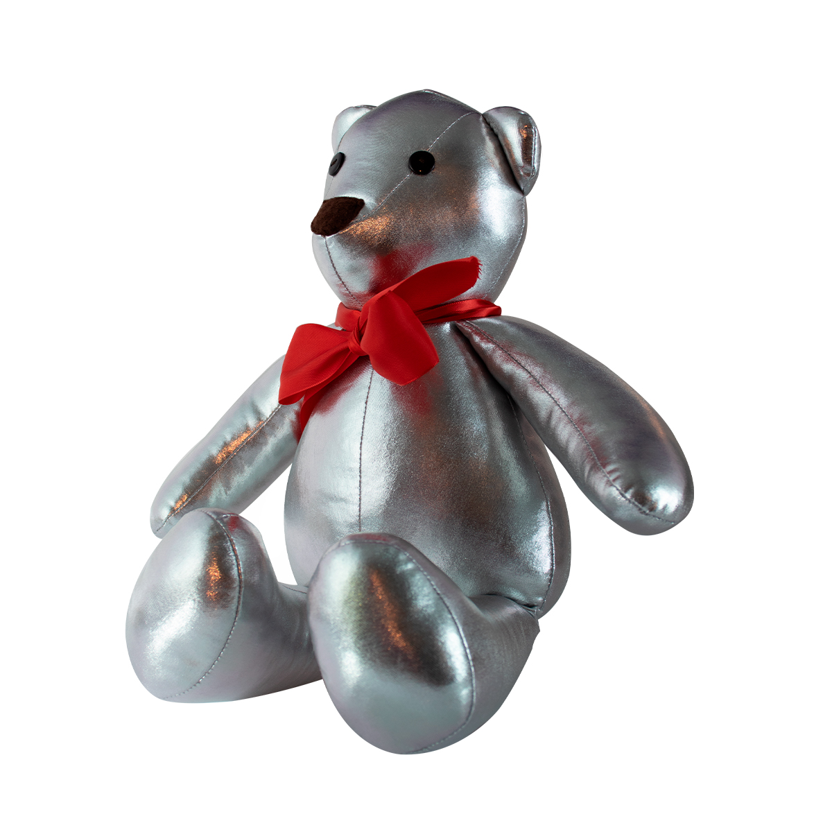 Decoración Navidad Oso de Tela Metálica Adorno Navideño, Oso navideño plateado