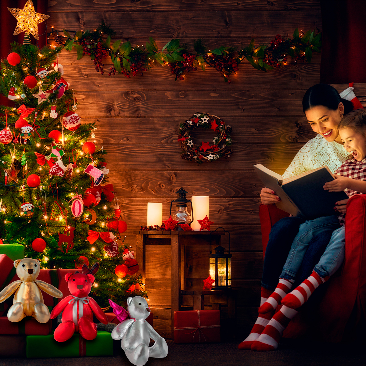 Decoración Navidad Oso de Tela Metálica Adorno Navideño, Oso navideño plateado