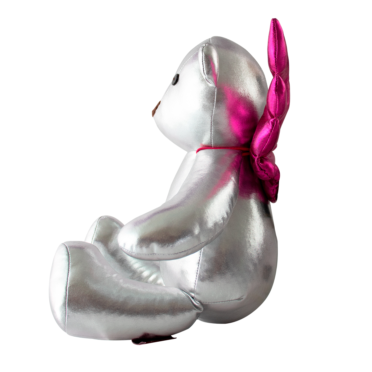 Decoración Navidad Oso de Tela Metálica Adorno Navideño, Oso navideño plateado con alas de ángel desmontables  