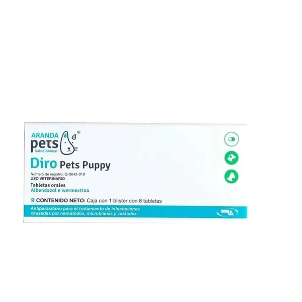 Desparasitante Par Perro Gato Diro Pets Puppy Con 8 Tabletas