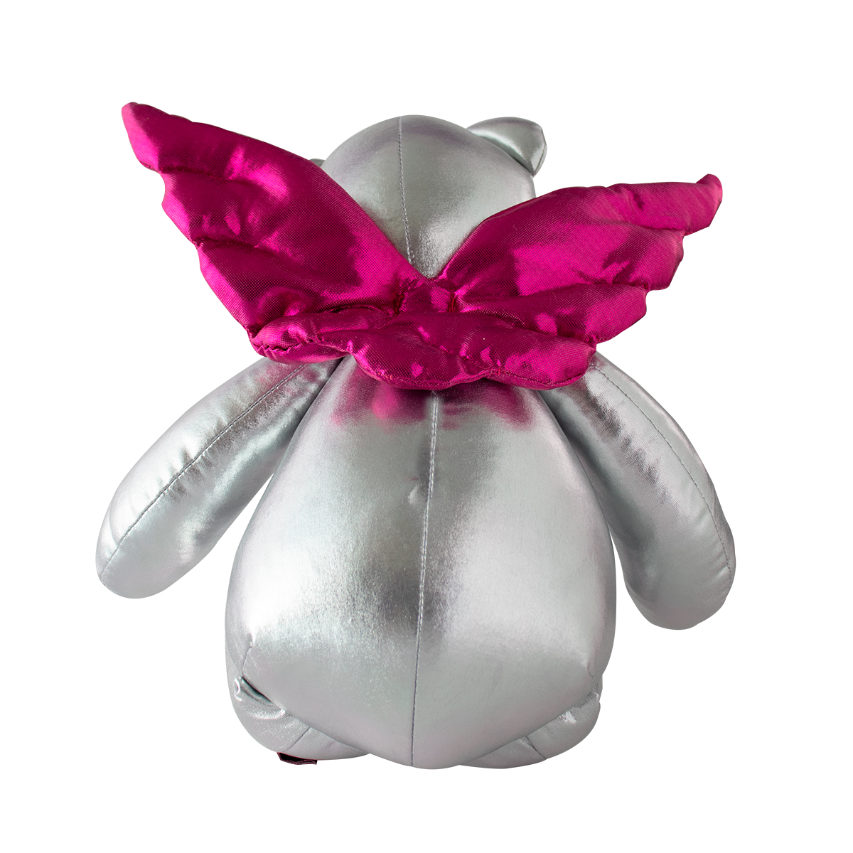 Decoración Navidad Oso de Tela Metálica Adorno Navideño, Oso navideño plateado con alas de ángel desmontables  