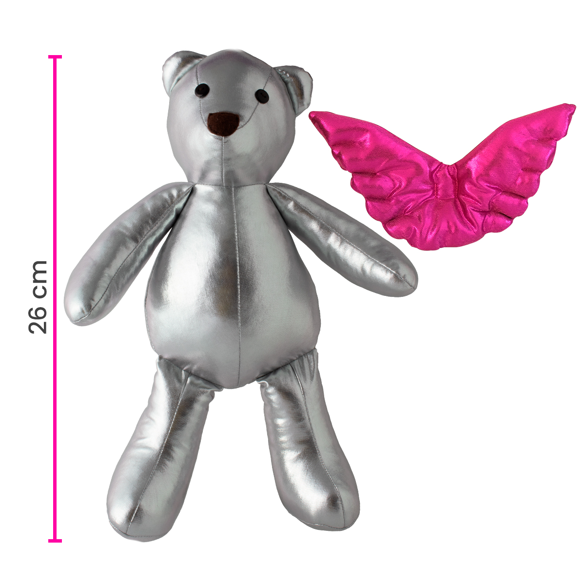 Decoración Navidad Oso de Tela Metálica Adorno Navideño, Oso navideño plateado con alas de ángel desmontables  