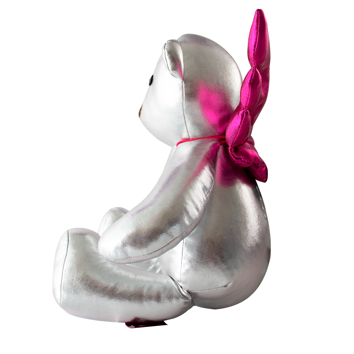 Decoración Navidad Osos de Tela Metálica Adorno Navideño, Set de 3 osos navideños plateados con alas de ángel desmontables  