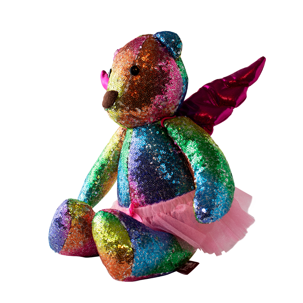 Oso Peluche de Lentejuelas, Adorno Navideño, decoración navideña con alas de ángel y tutú desmontables.