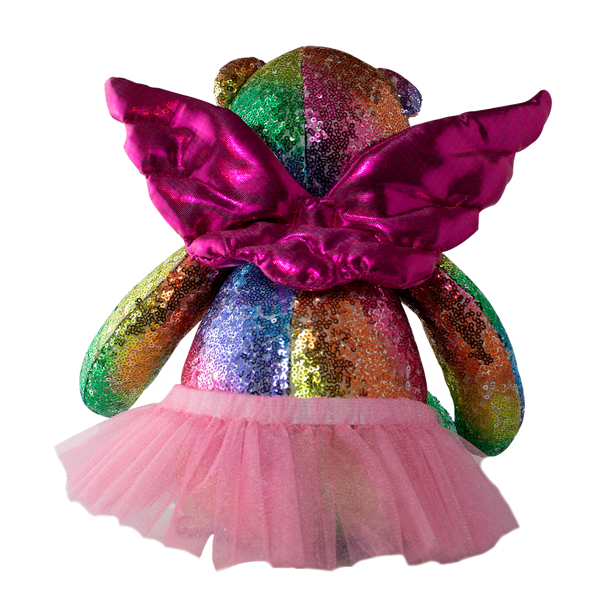 Oso Peluche de Lentejuelas, Adorno Navideño, decoración navideña con alas de ángel y tutú desmontables.