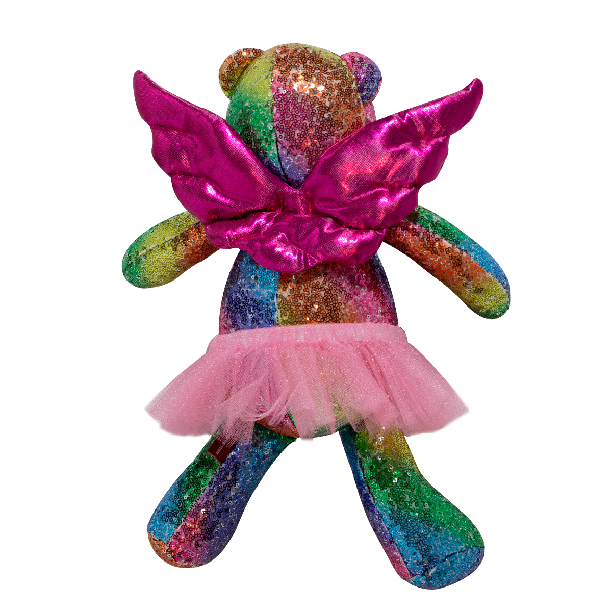 Oso Peluche de Lentejuelas, Adorno Navideño, decoración navideña con alas de ángel y tutú desmontables.