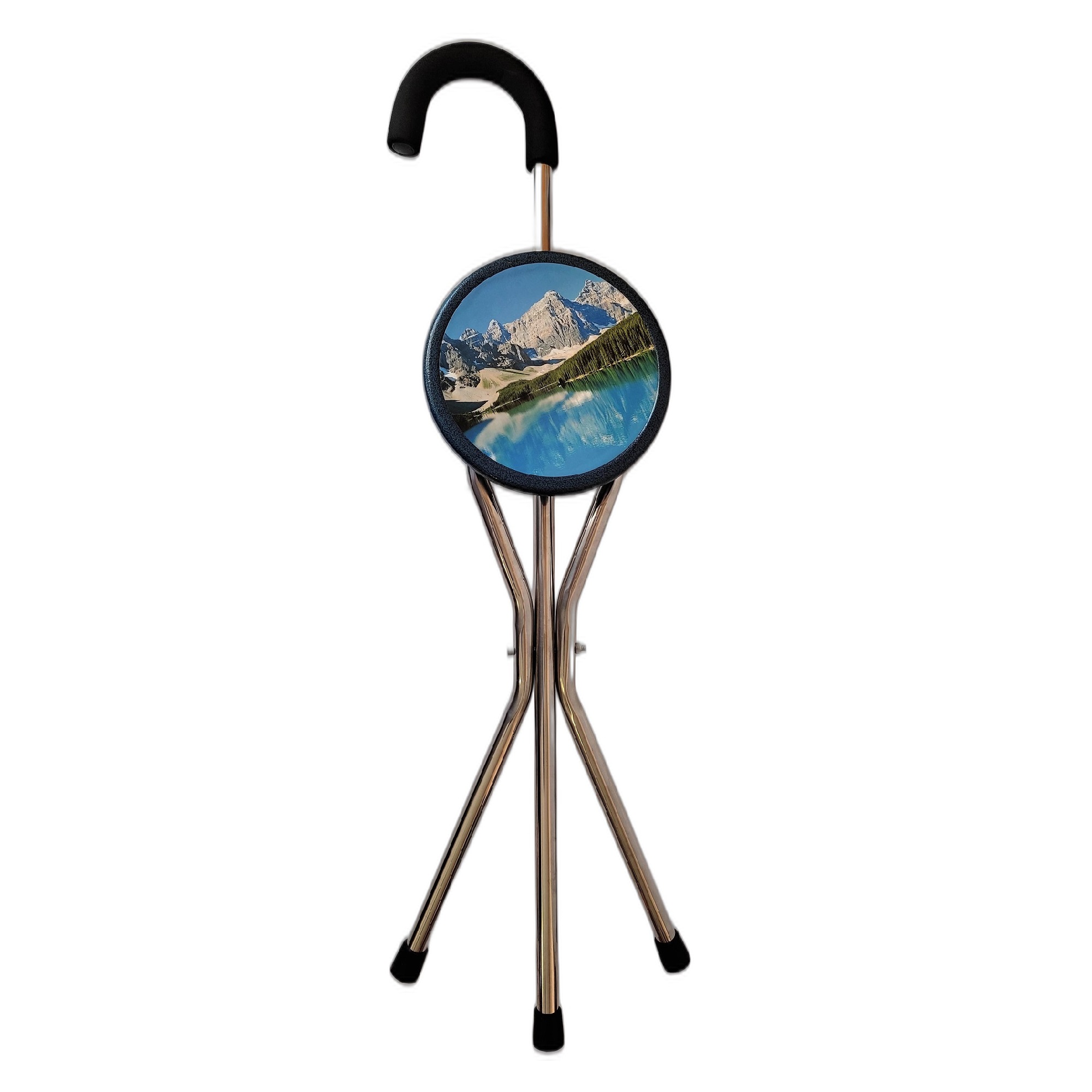 Bastón con Asiento Plegable tipo Banco Apoyo en Senderismo y Caminata para Personas Mayores